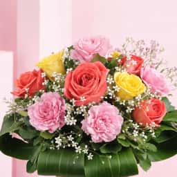 Carnations n Roses in a Vase