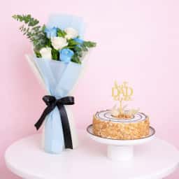 Best Dad Flower Bouquet with Cake