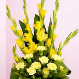 Delightfully Yellow Carnations Basket