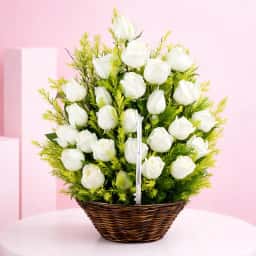 Snowhite Rose Basket