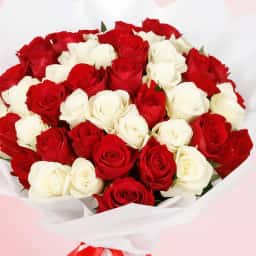 Red and White Rose Bouquet