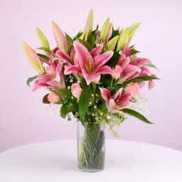 Pink Lilies in a Glass Vase