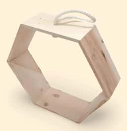 Hexagon Pinewood Tray Hamper