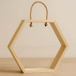 Hexagon Pinewood Tray Hamper