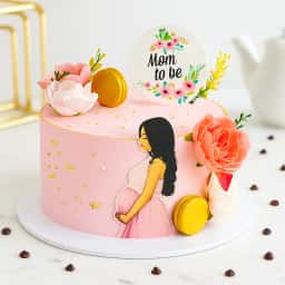 Floral Mom To Be Theme Cake