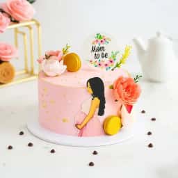 Floral Mom To Be Theme Cake