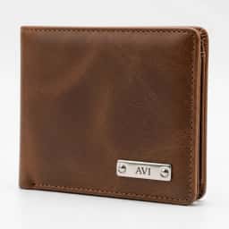 Custom Name Plate Men Leather Wallet
