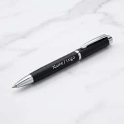 Custom Logo Black Leather Notebook & Pen