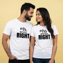 Mr. & Mrs. Right Funny Couple Tees