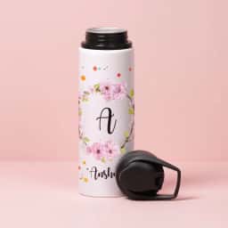 Printed Flower Design Water Bottle 