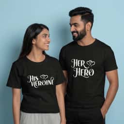 Couple T-Shirt Her Hero & His Heroine 