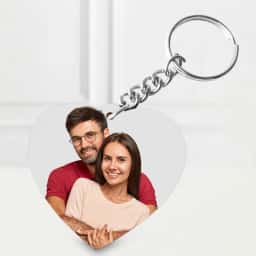 Romantic Heart Shaped Photo Keychain