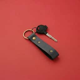 Custom Black Leather Keychain with Name Tag