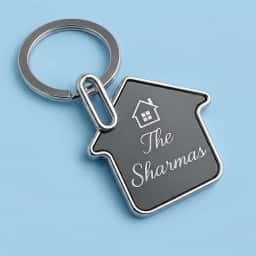 Custom Engraved House Shape Keychain