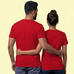 Theme Based Hubby Wifey Couple Tees in Red 