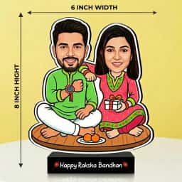 Custom Brother Sister Caricature Rakhi Gift