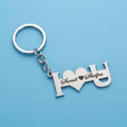 Custom I Love You Couple Name Keychain