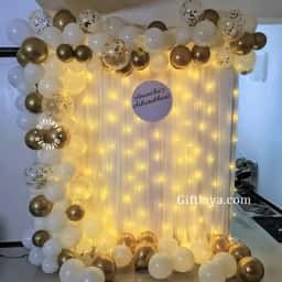 Gold White Annaprashan Backdrop