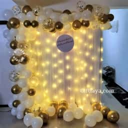 Gold White Annaprashan Backdrop