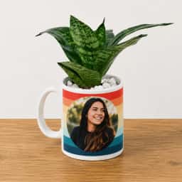 Personalized Photo Mug with Snake Plant