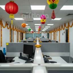Diwali Office Decoration With Garland
