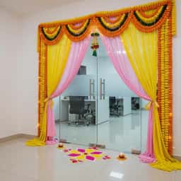 Office Gate Decoration with Garland and Curtains