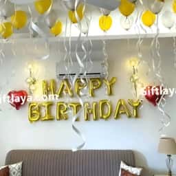 Simple Golden Birthday Balloon Decoration