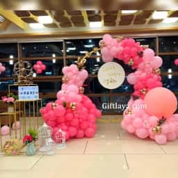 Customized Pink Theme Balloon Decoration