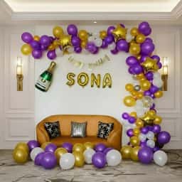 Lavender Gold Theme Balloon Setup