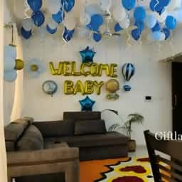 Blue Balloon Decor for Welcome Baby