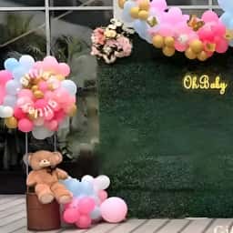 Oh Baby Green Backdrop Setup