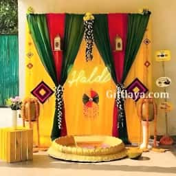 Yellow Backdrop Haldi Decoration