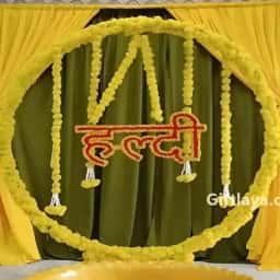 Haldi Flower Backdrop Decoration