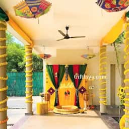 Yellow Backdrop Haldi Decoration