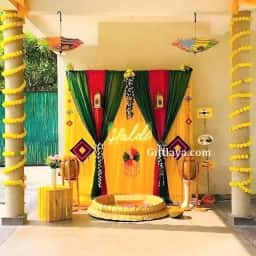 Yellow Backdrop Haldi Decoration