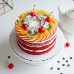 Red Velvet Fruit Cake for Birthday