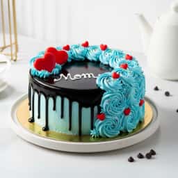 Blue Roses Chocolate Cake