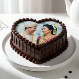 Heart-Shaped Photo Cake
