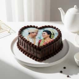 Heart-Shaped Photo Cake