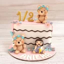 Teddy Theme Half Birthday Cake
