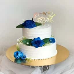 Royal Blue and White Engagement Cake