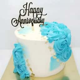 Blue and White Anniversary Cake