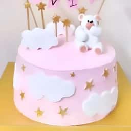 Pink Cake for Naming Ceremony