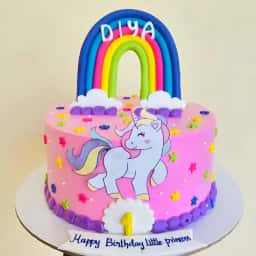 Rainbow Fondant Unicorn Cake
