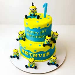 2 Tier Minion Theme Cake