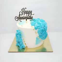 Blue and White Anniversary Cake