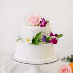 Two-Tier Floral Wedding Cake