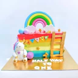 Rainbow Half Birthday Cake