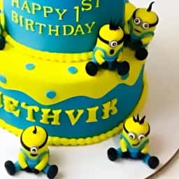 2 Tier Minion Theme Cake