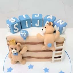 Half Birthday Teddy Bear Cake